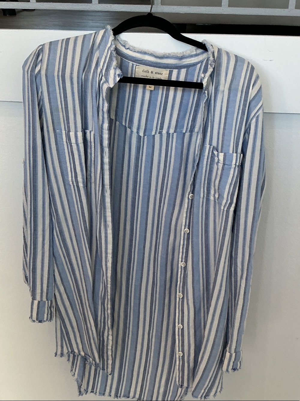 Deck & Stone Blue and White Striped Men's Shirt